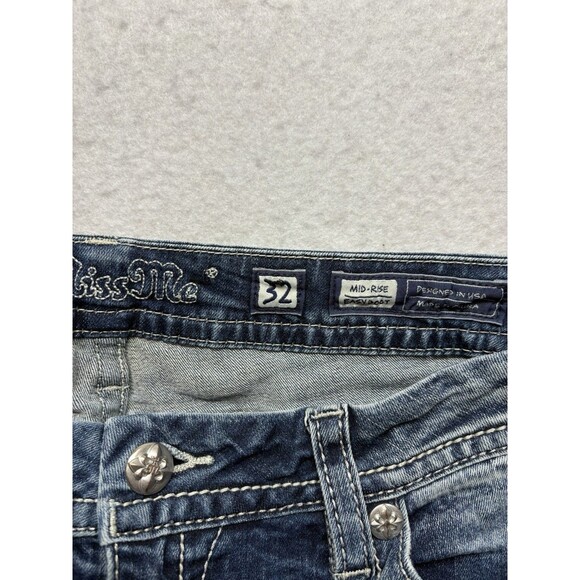 Miss Me Women’s Jeans Size 32 Mid Rise Easy Boot Cross Bling Pocket - Picture 2 of 6